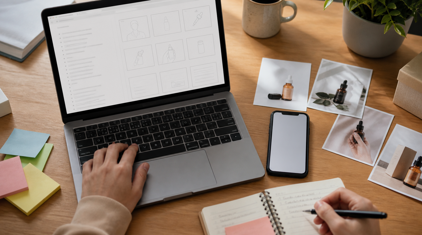 Script and product visuals for AI UGC video ads