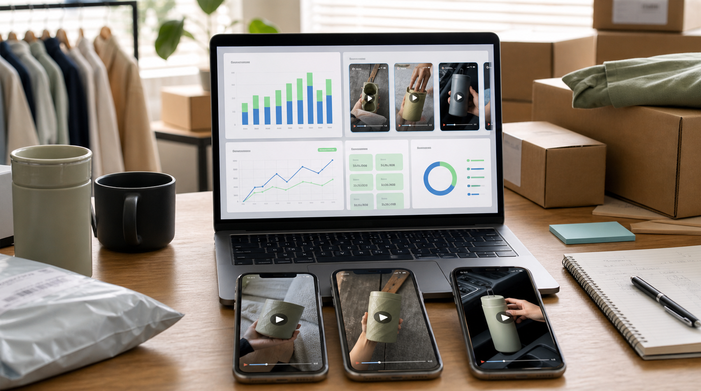 AI UGC ad testing dashboard for dropshipping store